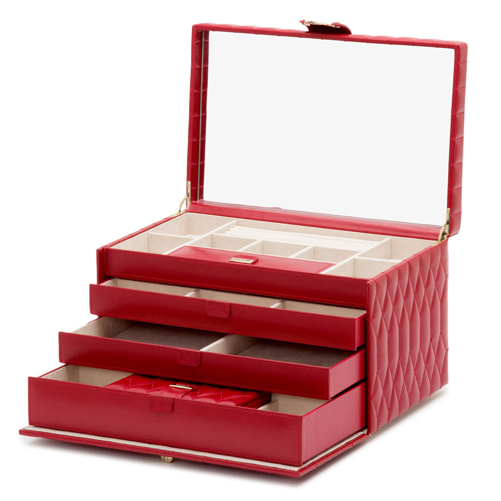 WOLF 1834 Caroline Large Jewelry Case – Red, 19 Compartments with Travel Case - Image 3