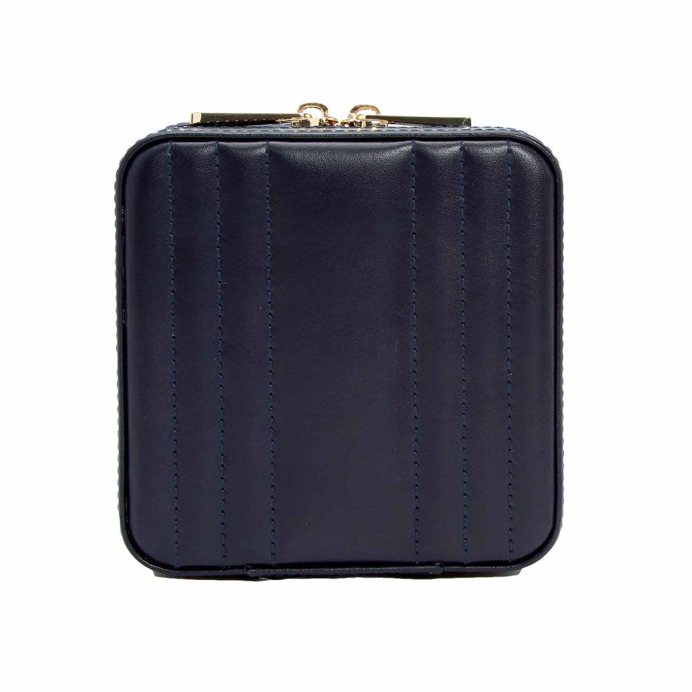 WOLF 1834 Maria Small Zip Case – Navy Leather Travel Jewelry Case - Image 3