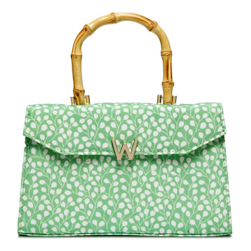 WOLF 1834 Evie Large Bag – Green Leaves Hand-Printed Crossbody - Image 1