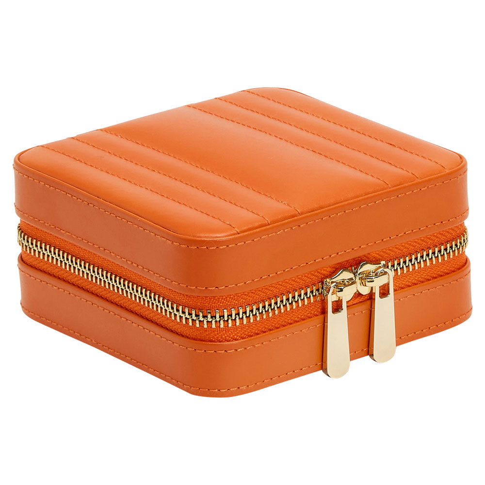 WOLF 1834 Maria Small Zip Case - Tangerine Leather Jewelry Travel Case - Image 2