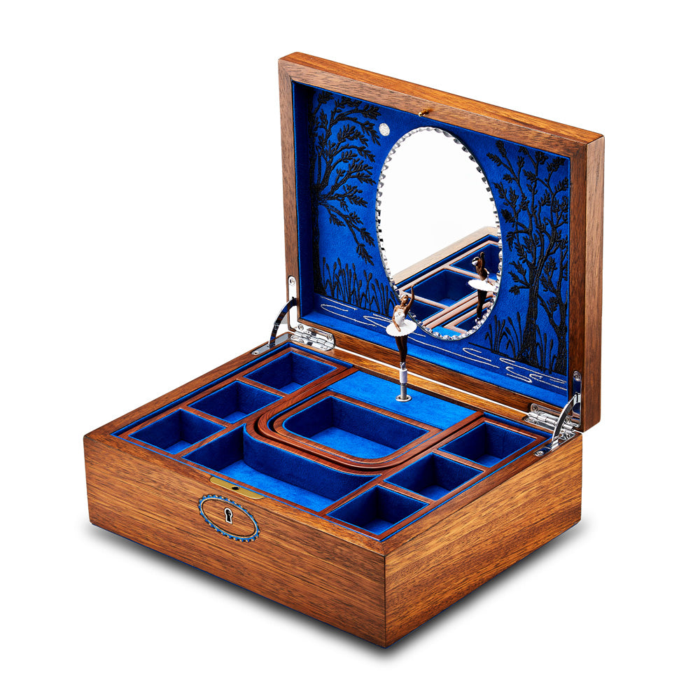 WOLF 1834 Ballet Musical Jewelry Box – Swan Lake Walnut Wood - Image 4