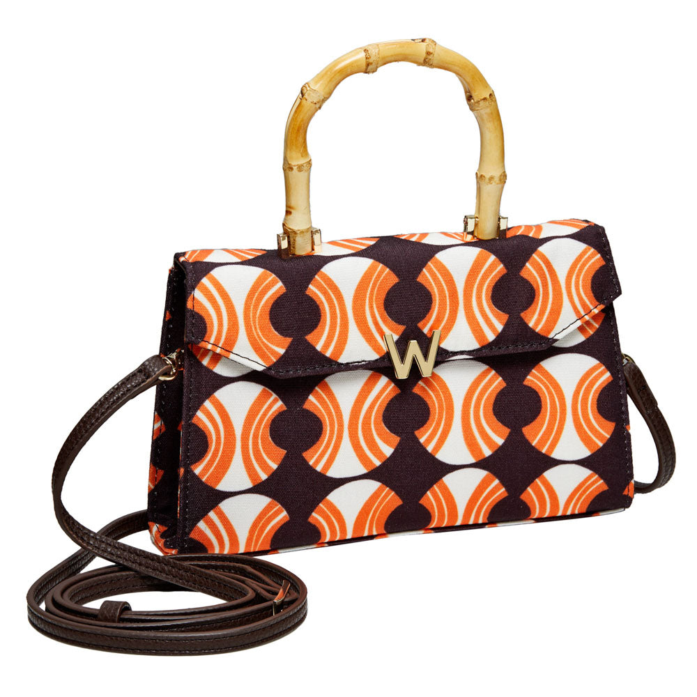 WOLF 1834 Evie Large Bag – Echo Tang Brown | Hand-Printed Occasion Bag with Bamboo Handle - Image 3
