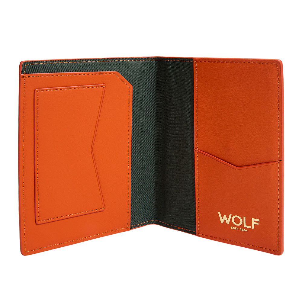 WOLF 1834 Signature Passport Sleeve – Orange (RFID Blocking, Recycled Materials) - Image 3