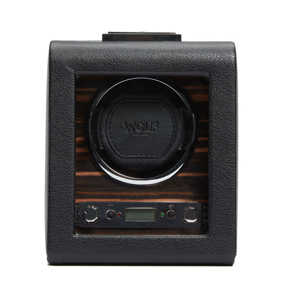 WOLF 1834 Roadster Single Watch Winder - Black Ebony Macassar - Image 1