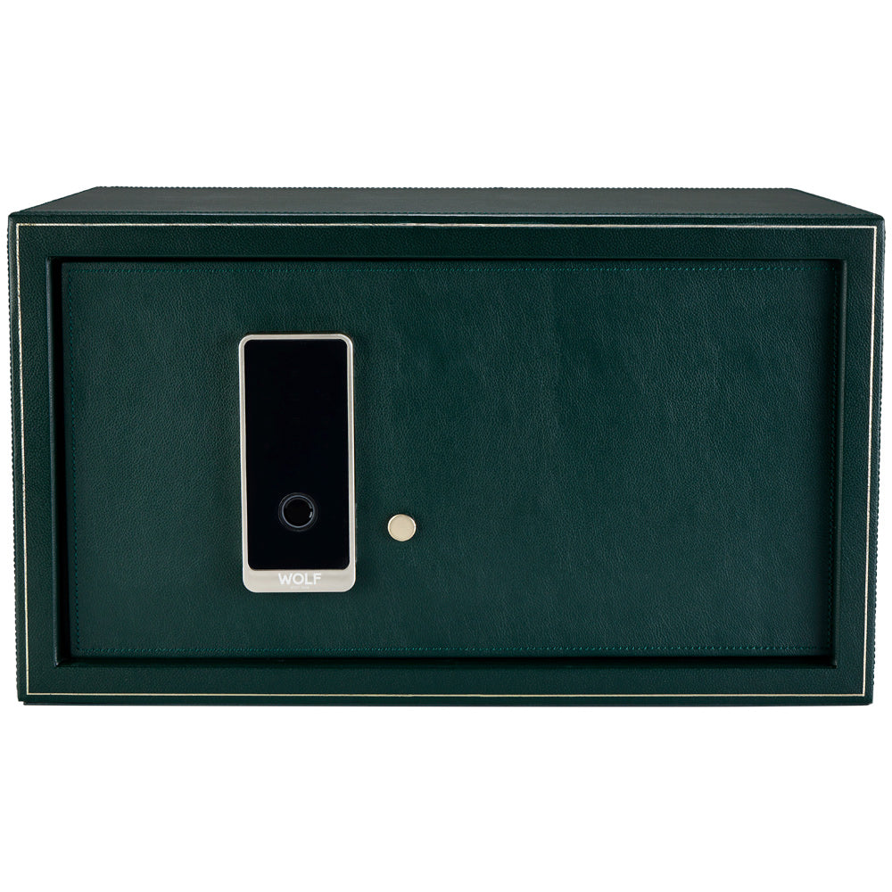WOLF 1834 The Den 4-Piece Watch Winder Safe – Green Vegan Leather - Image 1