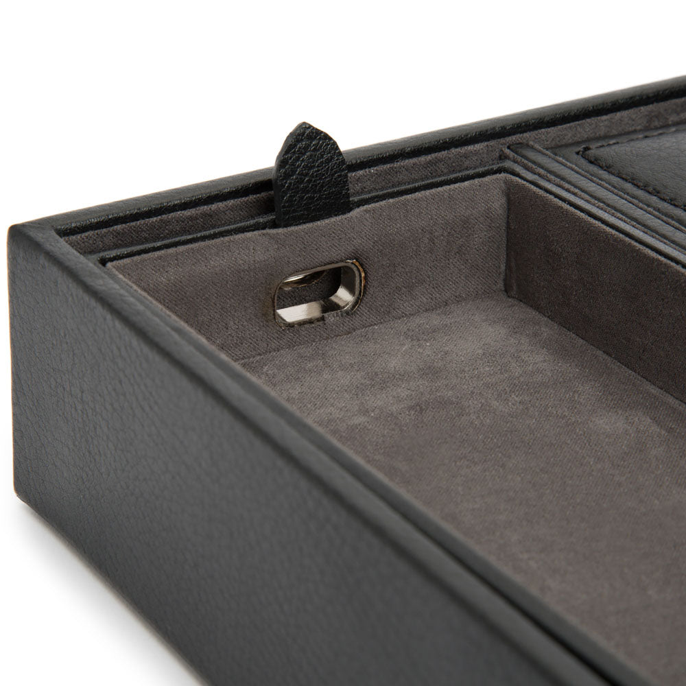 WOLF 1834 Blake Valet Tray with Watch Cuff – Black/Grey Leather Organizer - Image 5
