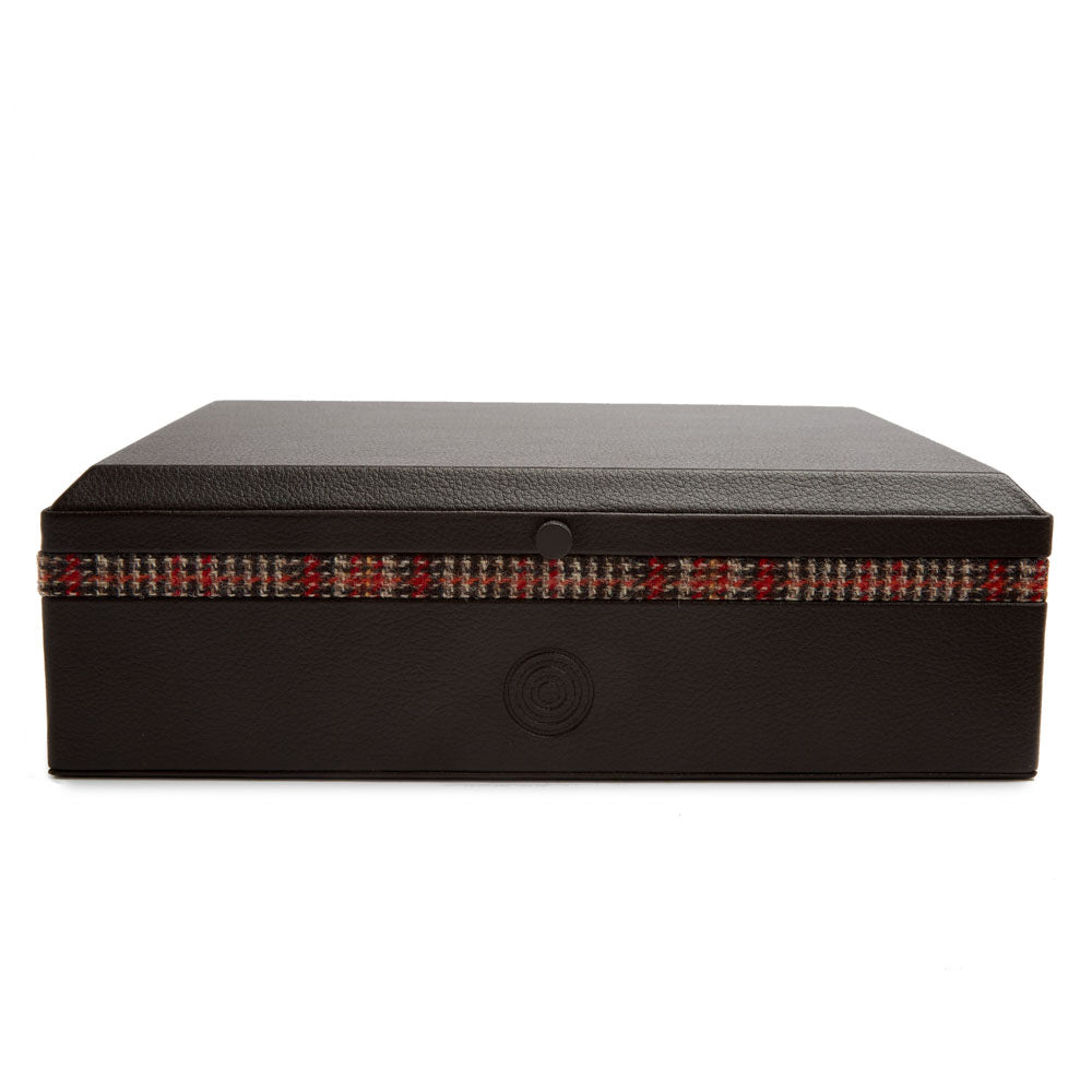WOLF 1834 WM Brown Humidor – Brown Pebble Vegan Leather with Cedar Interior - Image 1