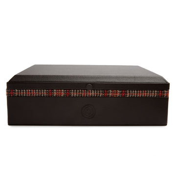 WOLF 1834 WM Brown Humidor – Brown Pebble Vegan Leather with Cedar Interior - Image 1