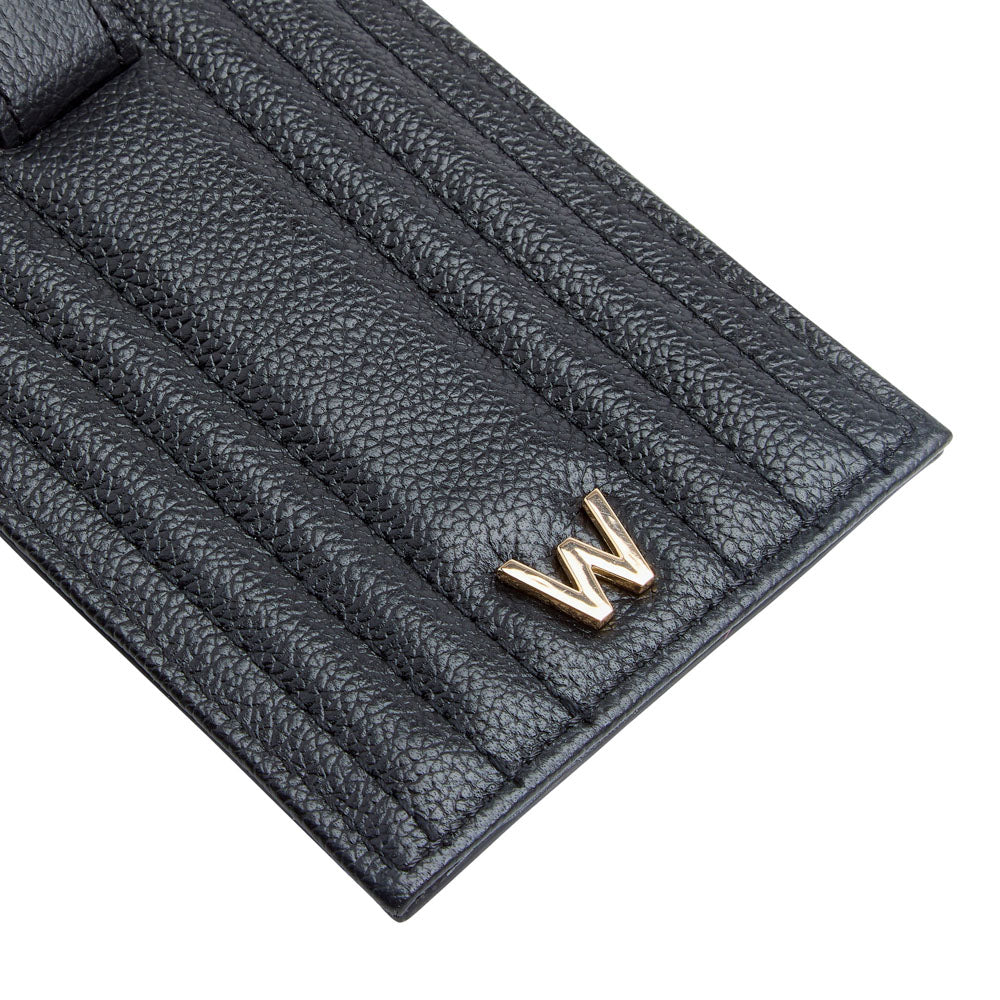 WOLF 1834 Mimi Luggage Tag – Quilted Polyurethane Travel Tag, Black - Image 4