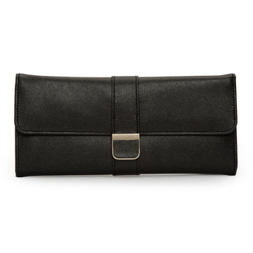 WOLF 1834 Palermo Jewelry Roll – Black Anthracite Leather Travel Case - Image 1