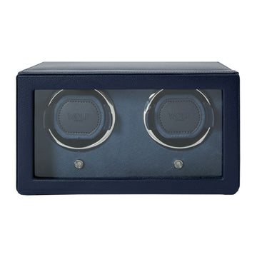 WOLF 1834 Cub Double Watch Winder with Cover - Navy | 2-Piece Capacity - Image 1