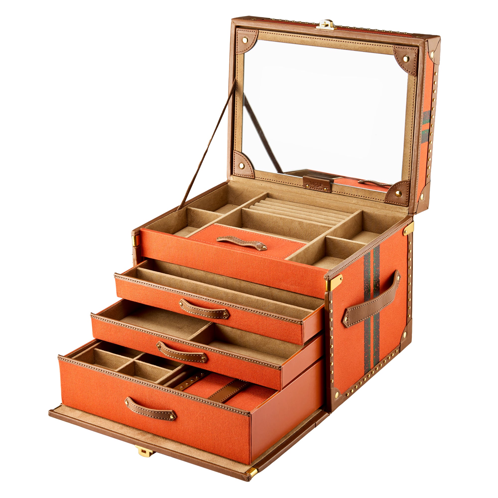 WOLF 1834 Ida Trunk Jewelry Box – Orange, 11" L x 8.5" W x 8.75" H - Image 3