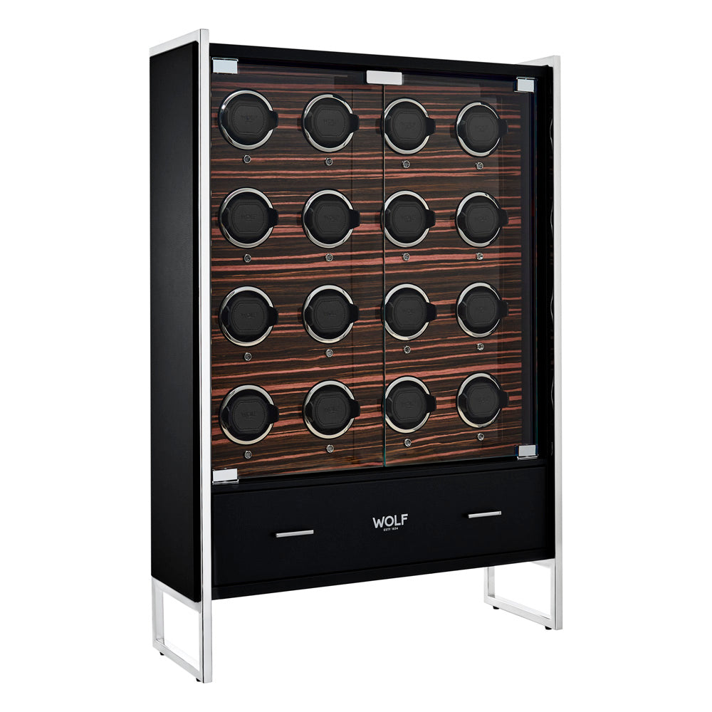 WOLF 1834 Roadster 16-Piece Watch Winder Cabinet – Black - Image 2