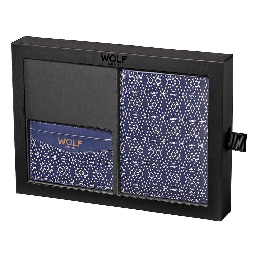 WOLF 1834 Signature Passport & Card Case Gift Set – Blue - Image 1