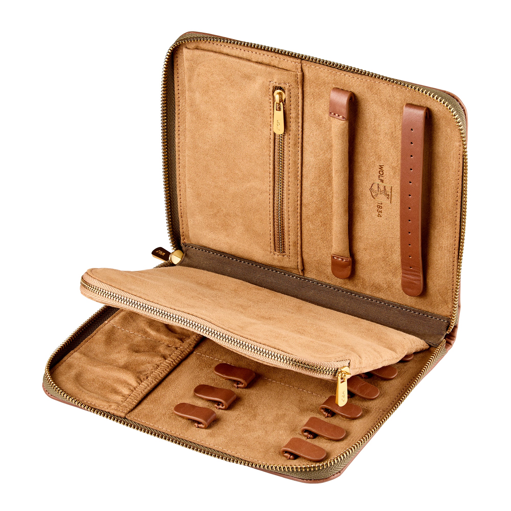 WOLF 1834 Ida Travel Zip Jewelry Portfolio – Khaki (7.25" x 8.75") - Image 3