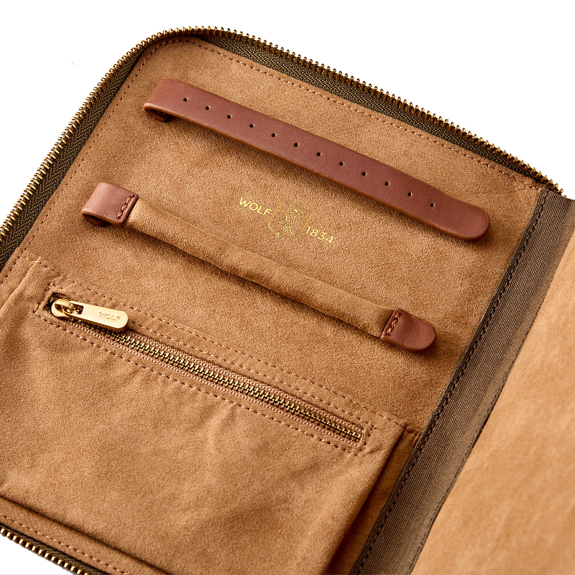 WOLF 1834 Ida Travel Zip Jewelry Portfolio – Khaki (7.25" x 8.75") - Image 4