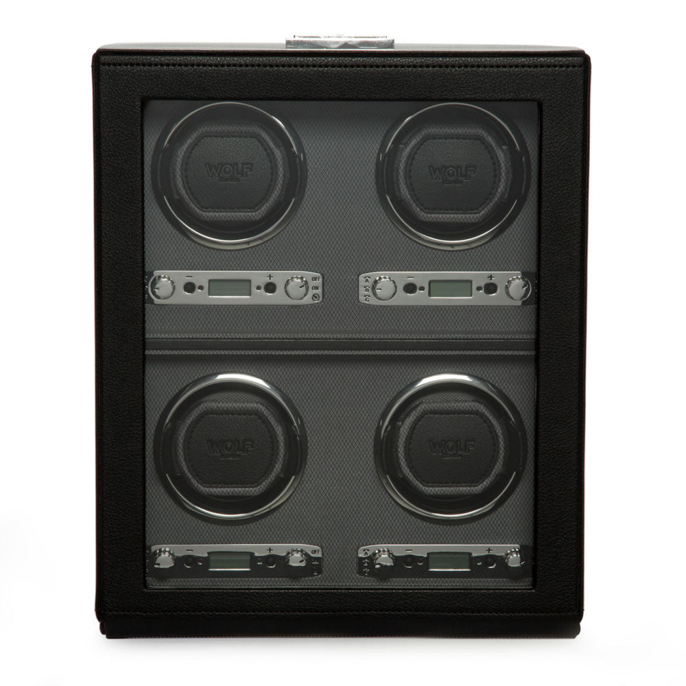 WOLF 1834 Classic 4 Piece Watch Winder - Black Vegan Leather - Image 1