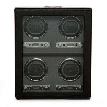 WOLF 1834 Classic 4 Piece Watch Winder - Black Vegan Leather - Image 1