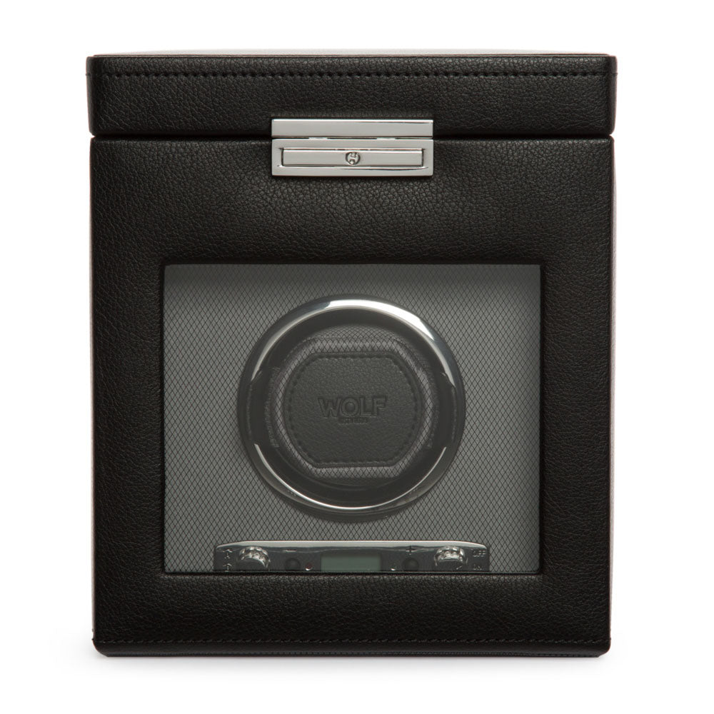 WOLF 1834 Classic Single Watch Winder with Storage – Black - Image 1