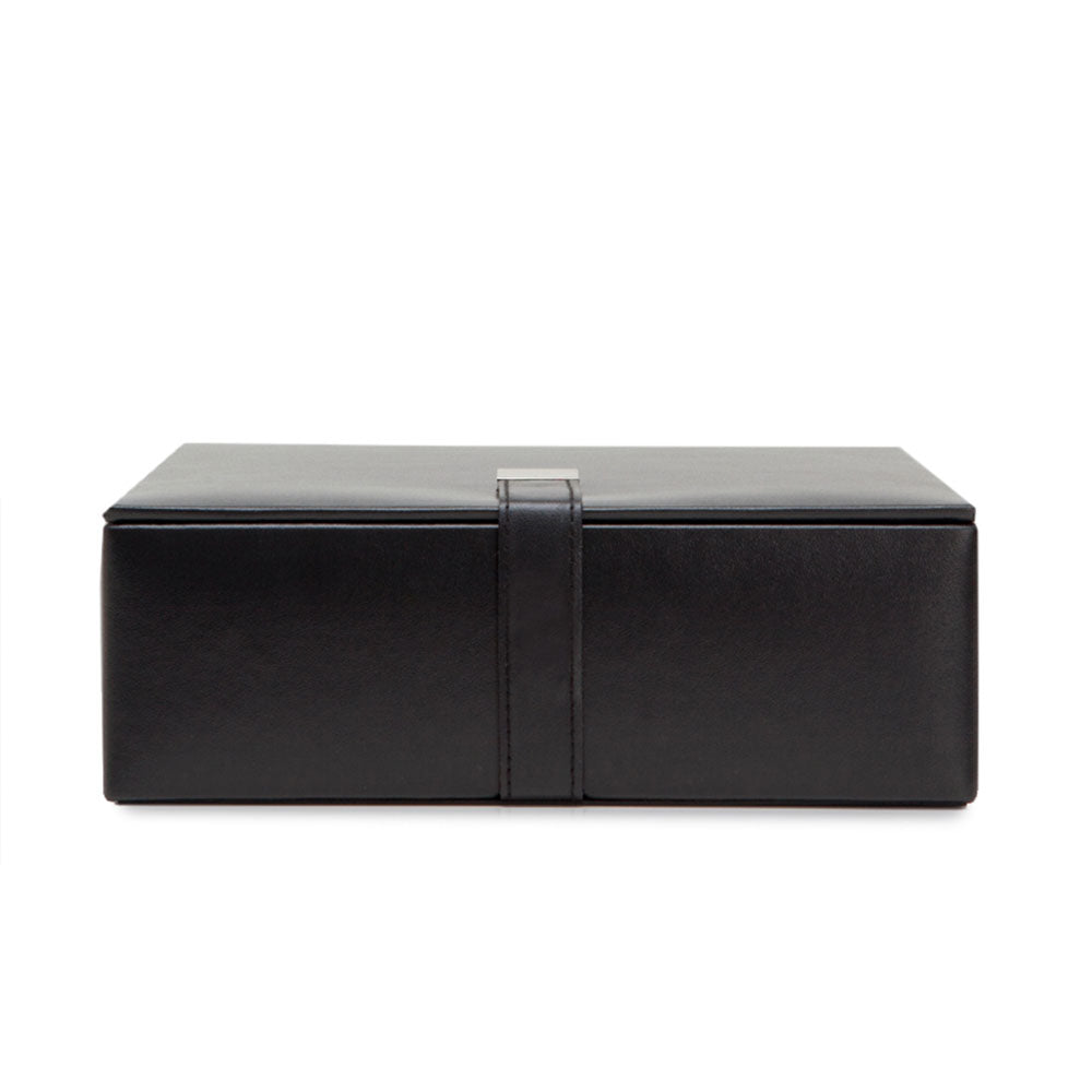 WOLF 1834 Heritage Large Valet Case - Black Faux Leather with 13 Compartments & Watch Roll - Image 1