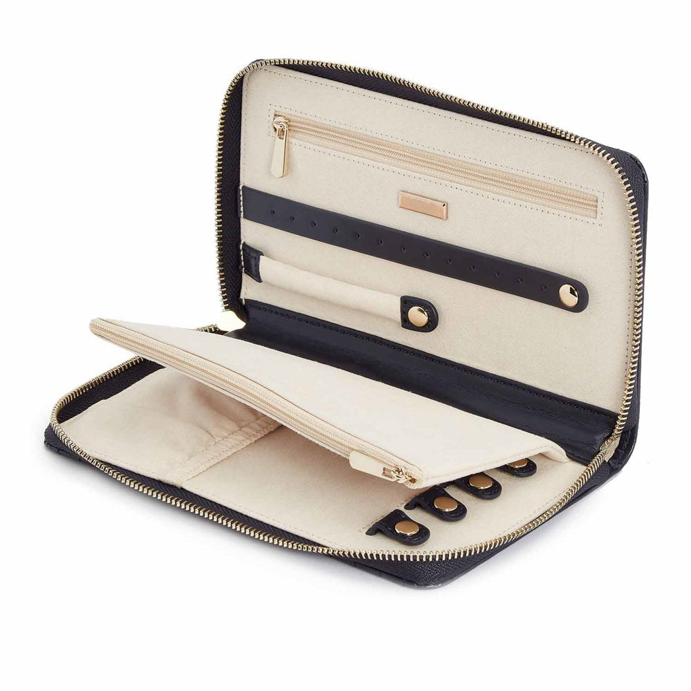 WOLF 1834 Maria Jewelry Portfolio – Navy Leather Travel Case with LusterLoc™ - Image 3