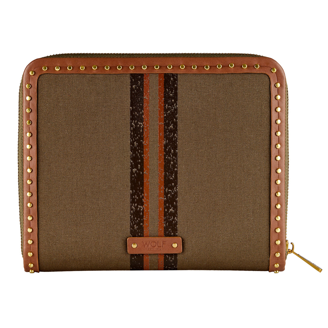 WOLF 1834 Ida Travel Zip Jewelry Portfolio – Khaki (7.25" x 8.75") - Image 1