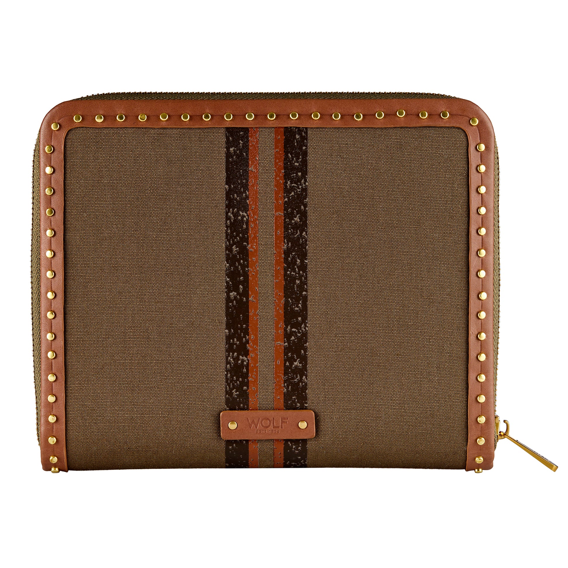 WOLF 1834 Ida Travel Zip Jewelry Portfolio – Khaki (7.25" x 8.75") - Image 1