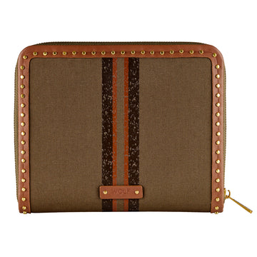 WOLF 1834 Ida Travel Zip Jewelry Portfolio – Khaki (7.25" x 8.75") - Image 1