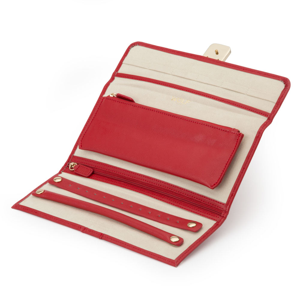 WOLF 1834 Palermo Jewelry Roll – Red Leather Travel Case with LusterLoc™ Anti-Tarnish Lining - Image 3