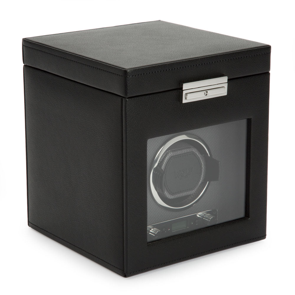 WOLF 1834 Classic Single Watch Winder with Storage – Black - Image 2