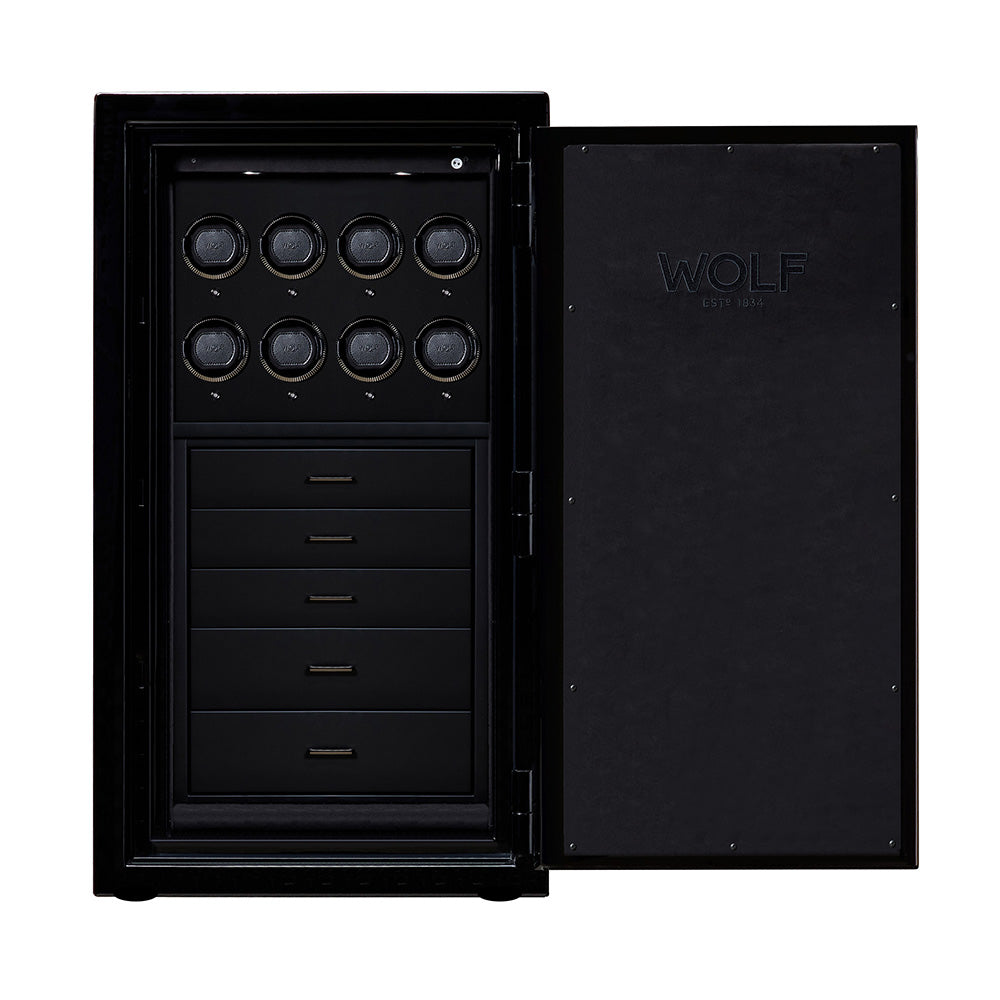 WOLF 1834 Atlas 8 Piece Watch Winder Safe – Onyx/Gunmetal - Image 2