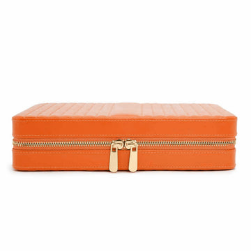 WOLF 1834 Maria Large Zip Case – Tangerine Leather Jewelry Travel Case - Image 1