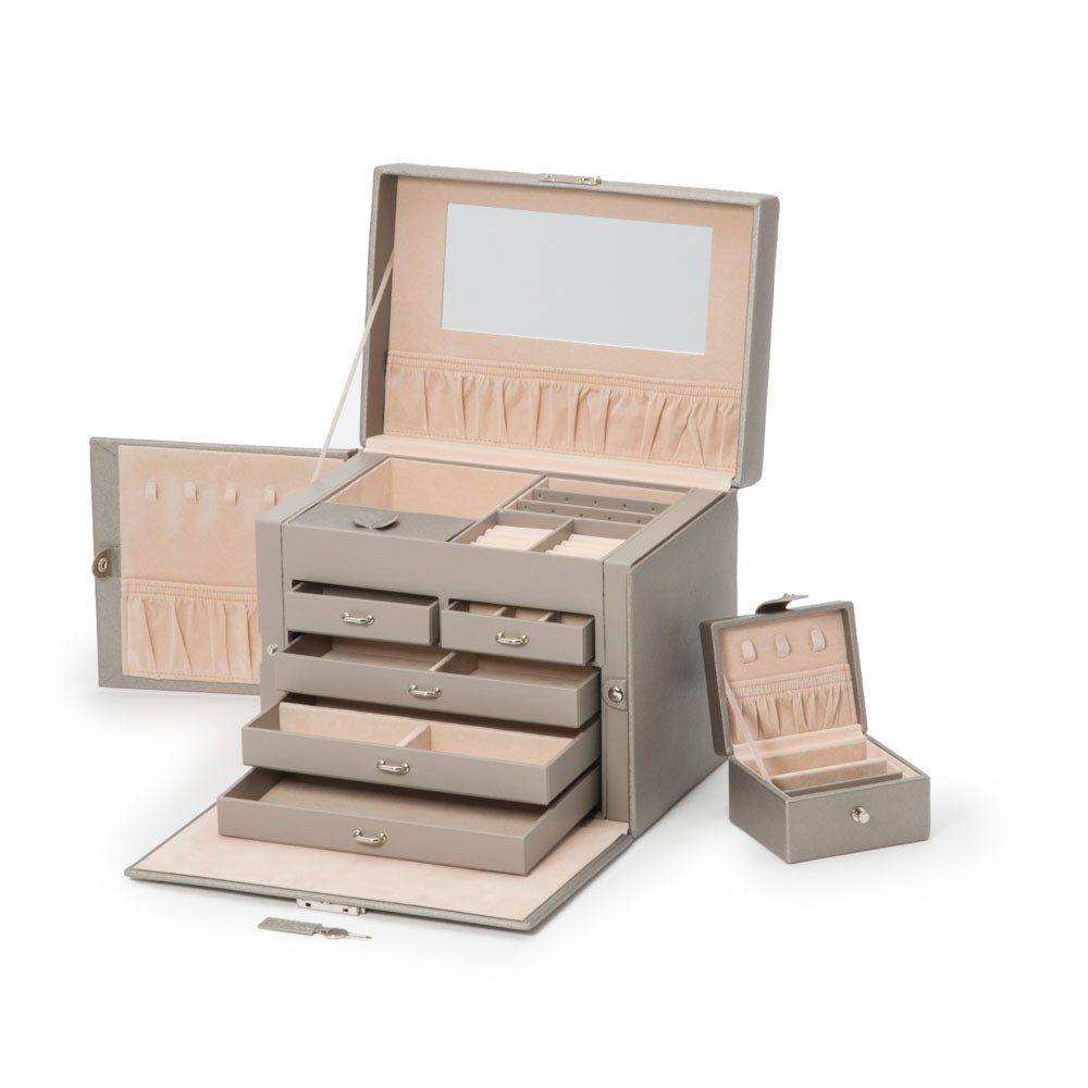 WOLF 1834 Heritage Medium Jewelry Box – Pewter Saffiano - Image 4