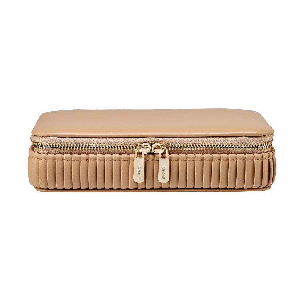 WOLF 1834 Bella Zip Case - Mocha | Compact Jewelry Travel Case with LusterLoc™ Lining - Image 1