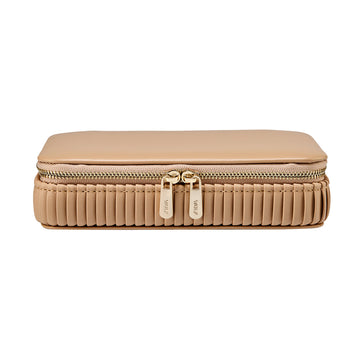 WOLF 1834 Bella Zip Case - Mocha | Compact Jewelry Travel Case with LusterLoc™ Lining - Image 1