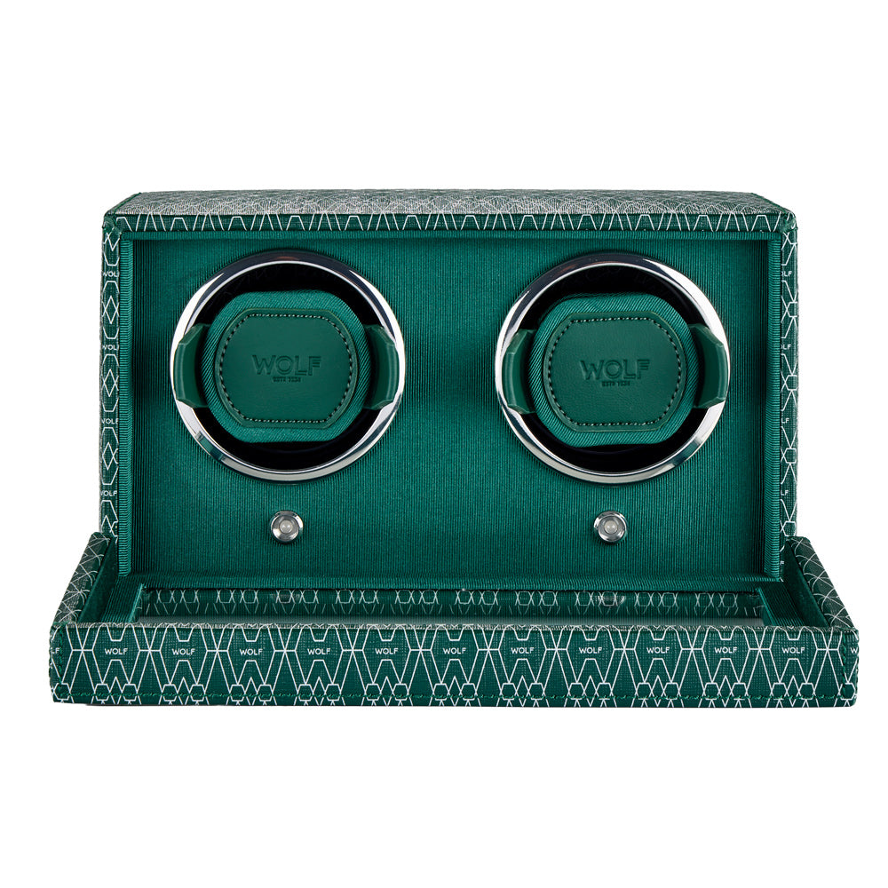 WOLF 1834 Signature Double Watch Winder – Green (2 Watch Capacity) - Image 3