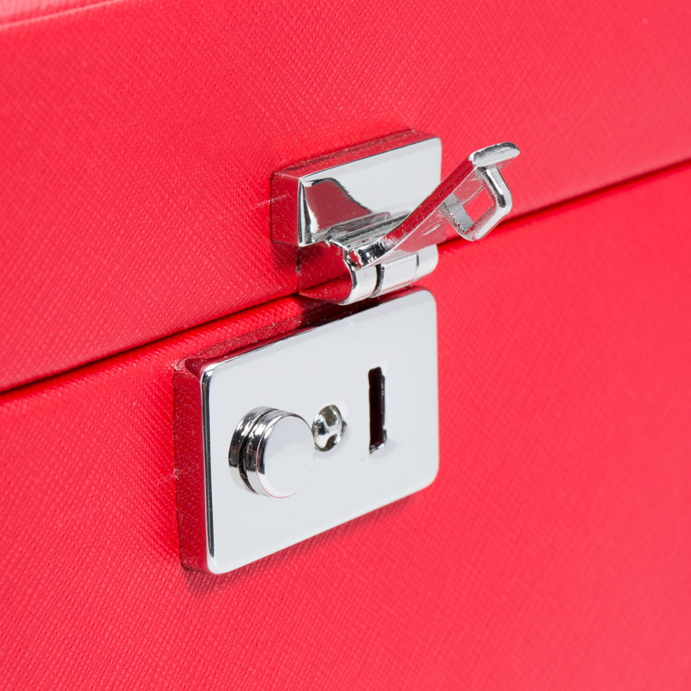 WOLF 1834 Heritage Jewelry Armoire – Red Saffiano Vegan Leather with Travel Case - Image 8