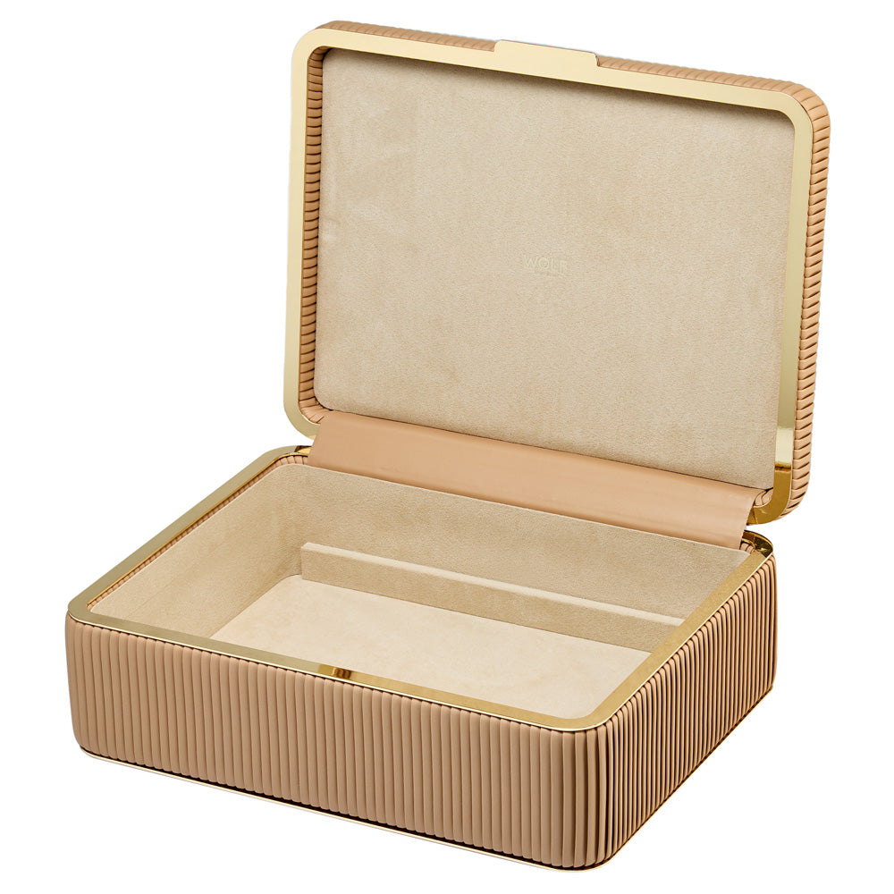 WOLF 1834 Bella Large Jewelry Box – Mocha, Vegan Leather with LusterLoc™ Lining, 3 Removable Trays & Zip Pouch - Image 4