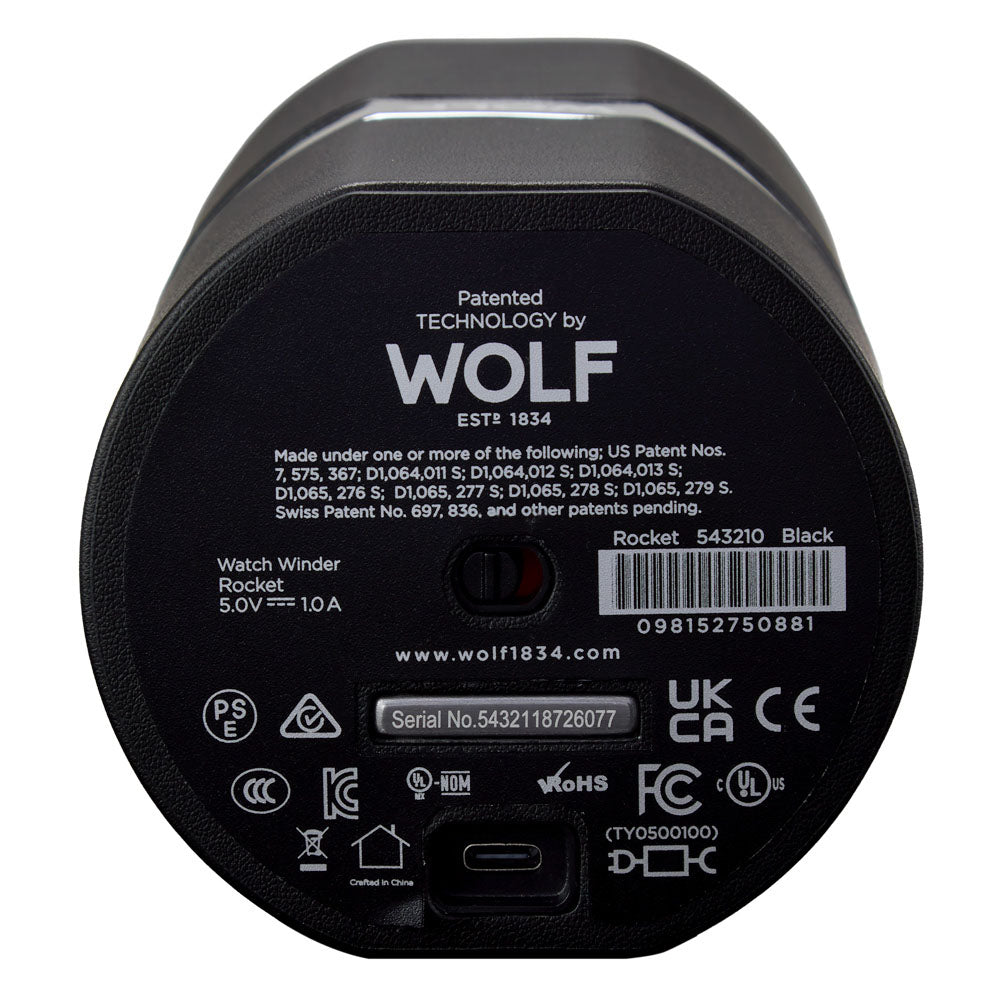 WOLF 1834 The Rocket Travel Watch Winder – Black (Single Watch) - Image 7
