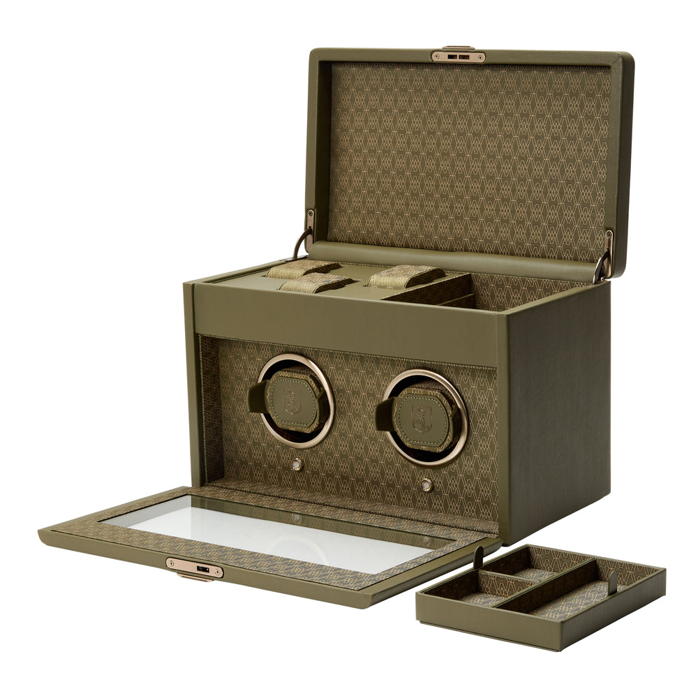 WOLF 1834 Earth Double Watch Winder – Olive (2-Wind, 3-Storage) - Image 4