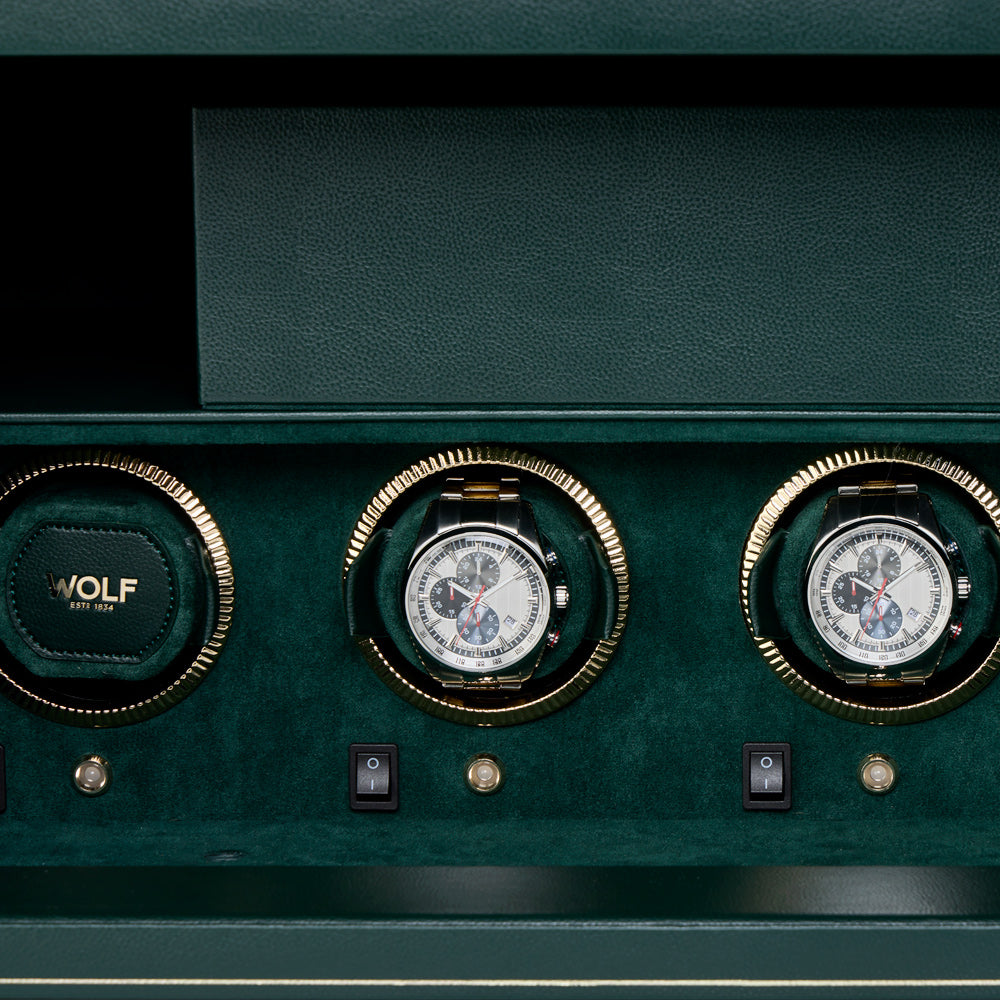 WOLF 1834 The Den 4-Piece Watch Winder Safe – Green Vegan Leather - Image 5