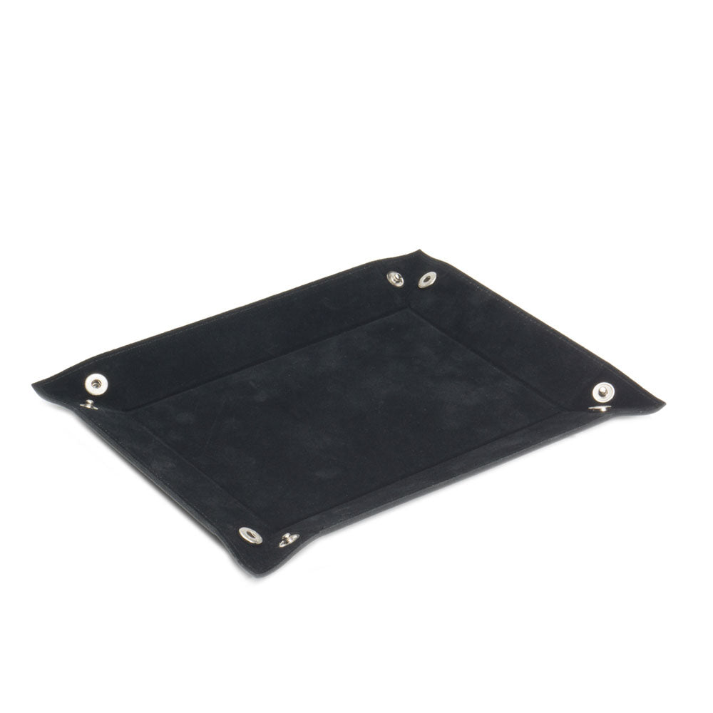WOLF 1834 Heritage Coin Tray - Black Faux Leather with Chrome Hardware - Image 2