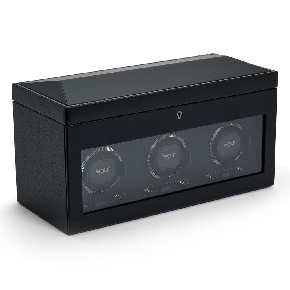 WOLF 1834 British Racing Triple Watch Winder with Storage – Black - Image 2