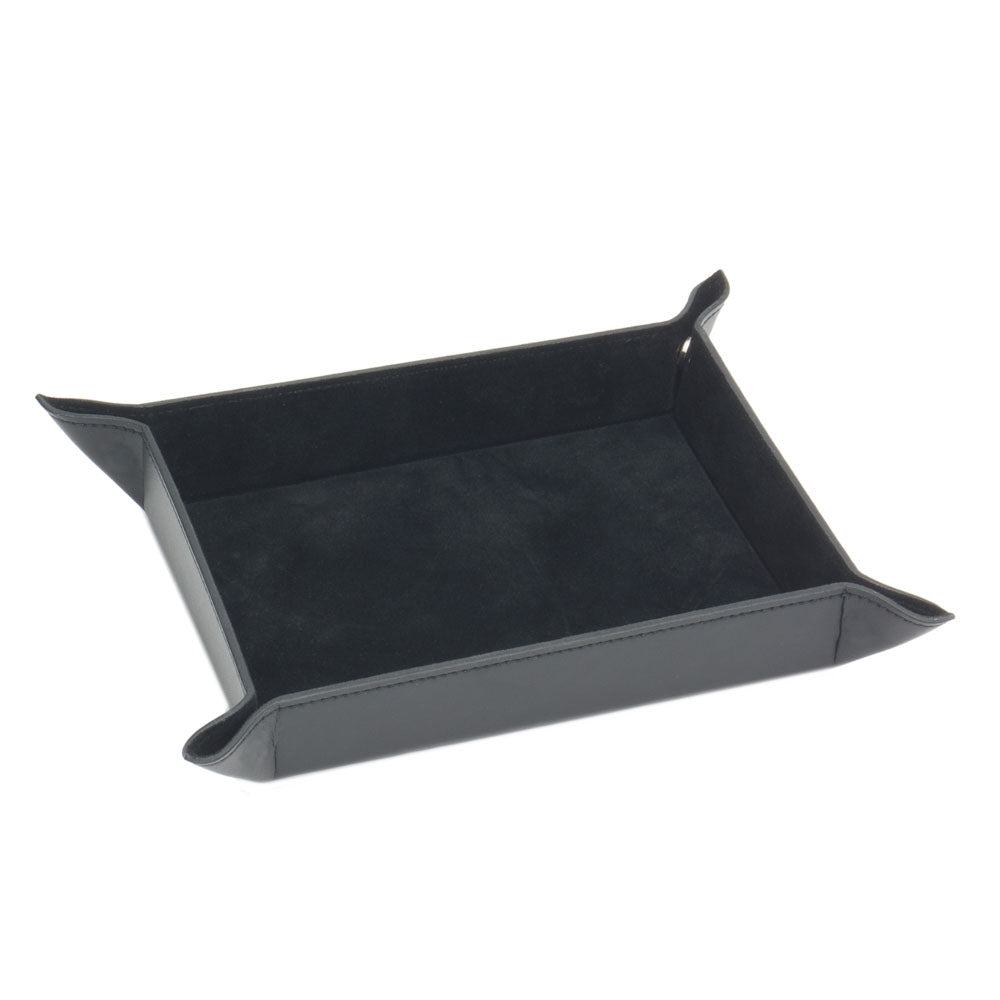 WOLF 1834 Heritage Coin Tray - Black Faux Leather with Chrome Hardware - Image 1