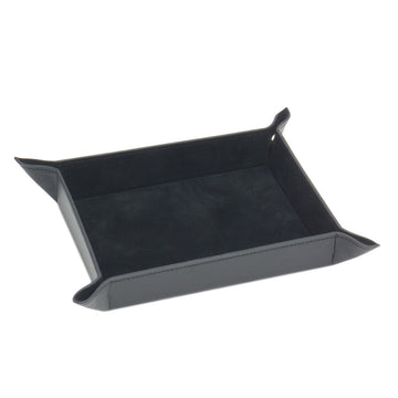 WOLF 1834 Heritage Coin Tray - Black Faux Leather with Chrome Hardware - Image 1