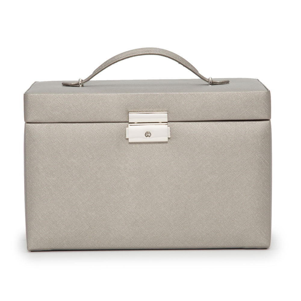 WOLF 1834 Heritage Small Jewelry Box - Pewter Saffiano - Image 1