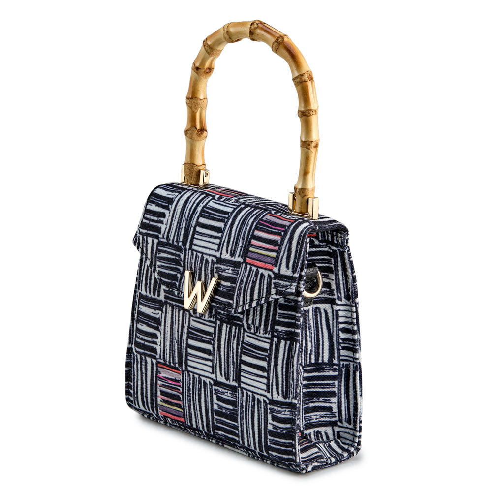 WOLF 1834 Evie Small Bag - Eclectic Weave Black (Hand-Printed Crossbody) - Image 2