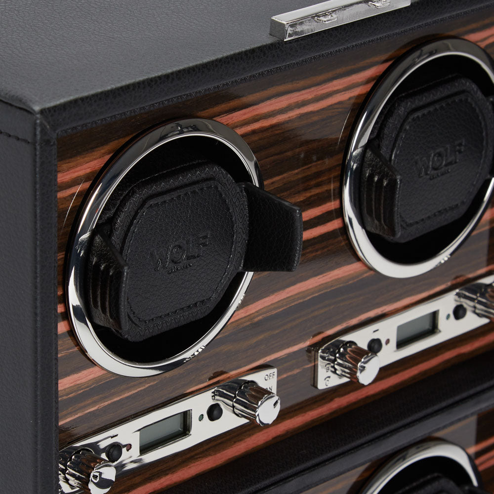WOLF 1834 Roadster 4 Piece Watch Winder - Black Ebony Macassar - Image 3