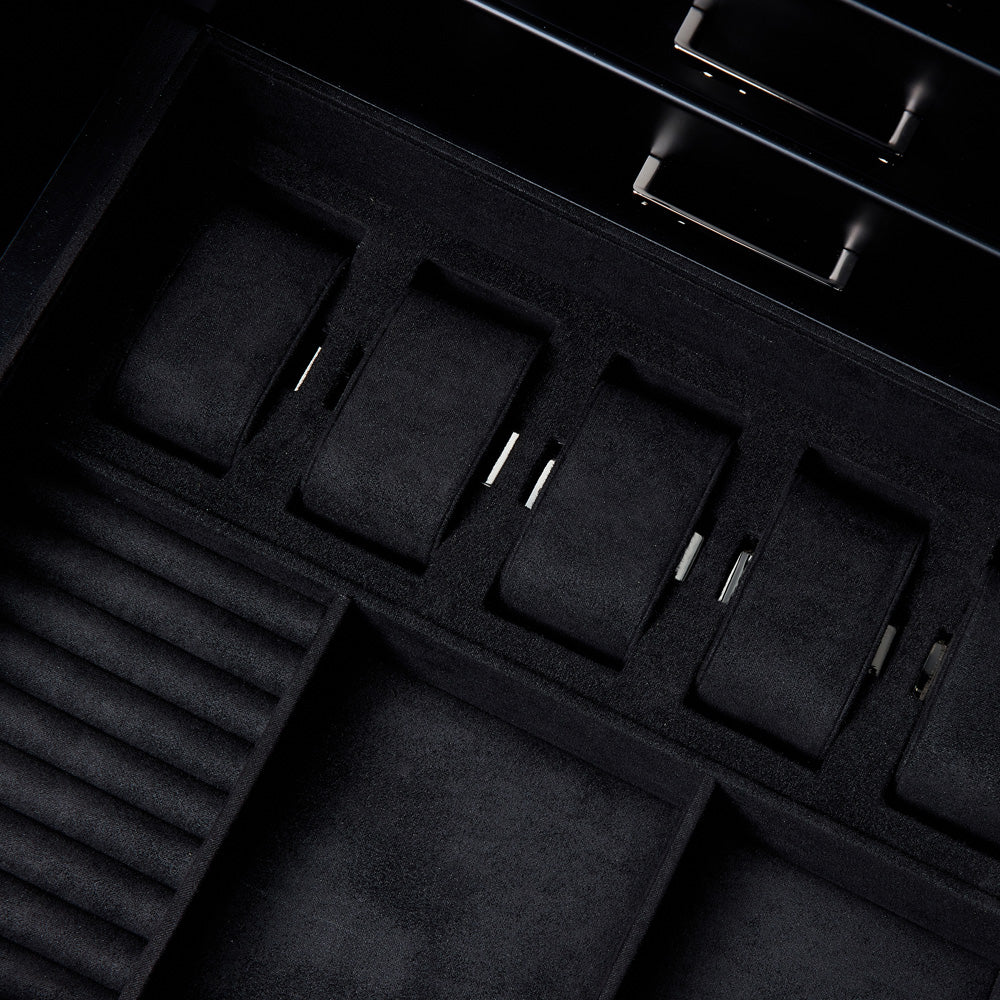 WOLF 1834 Atlas Watch & Jewelry Safe - Onyx/Gunmetal (11 Drawers, 30 Watch Capacity) - Image 5