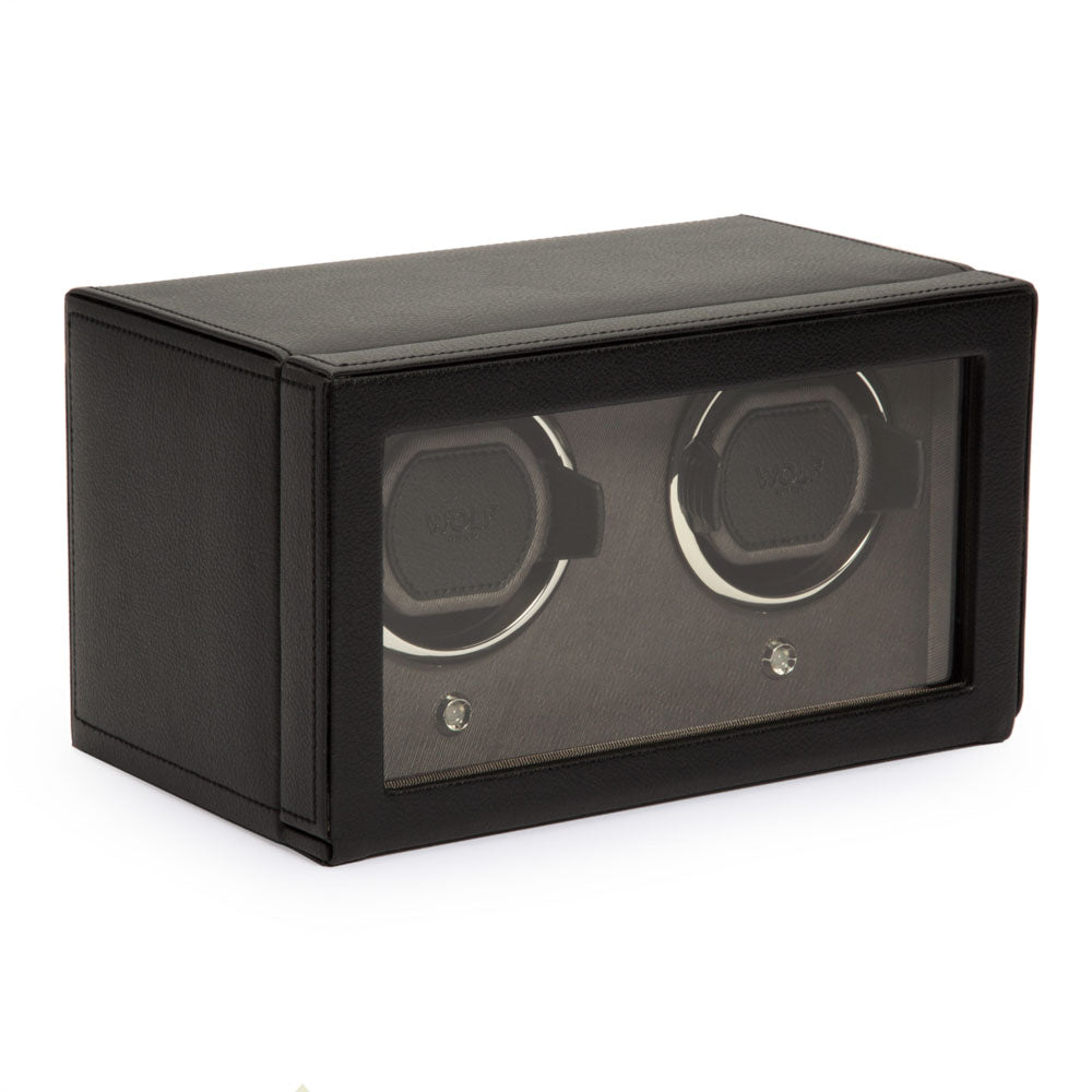 WOLF 1834 Cub Double Watch Winder with Cover – Black (2 Watch Capacity) - Image 2